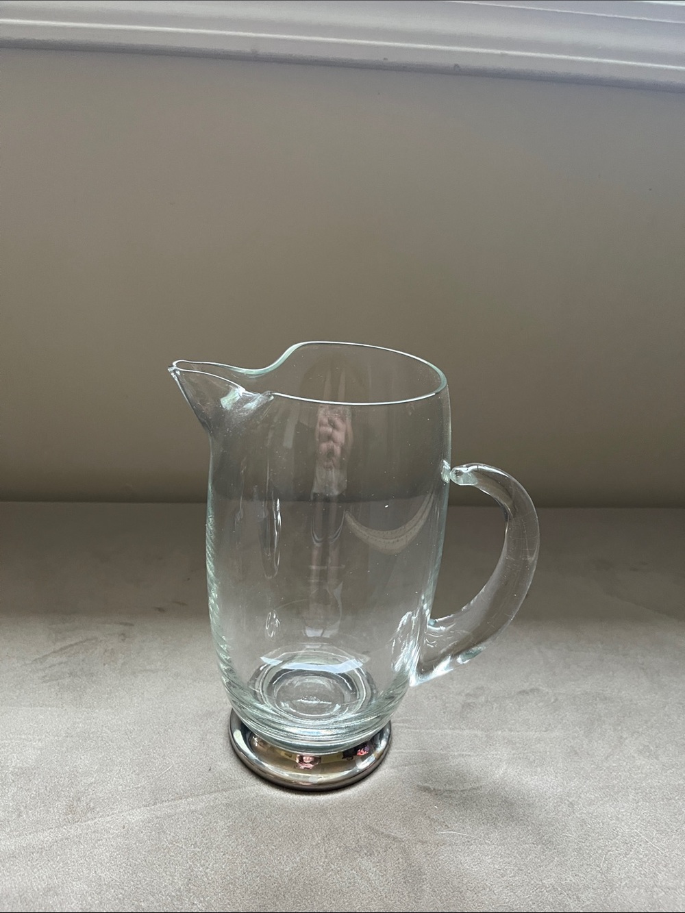 Source Unknown Clear Glass Pitcher with Silver-Tone Base